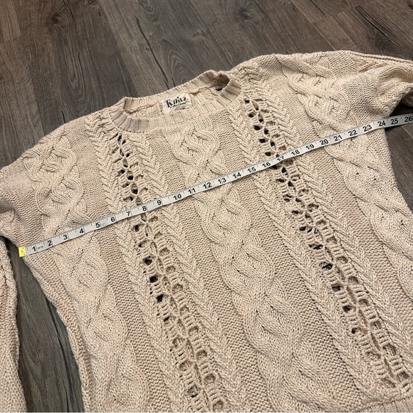 Knitz For Love And Lemons Chunky Cable Knit Sweater Bishop Sleeve S Slouchy Boho - Picture 10 of 12